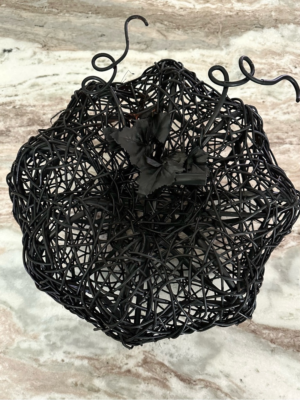 Halloween Pumpkin - Large Black Wicker Pumpkin Fall Halloween Decor - Picture 2 of 16
